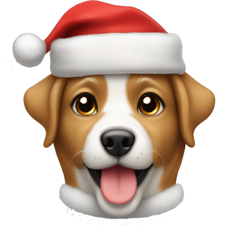 Cute dog with a Santa hat emoji