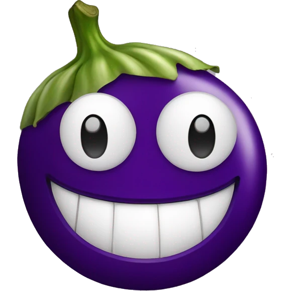 Happy face with eggplant emoji
