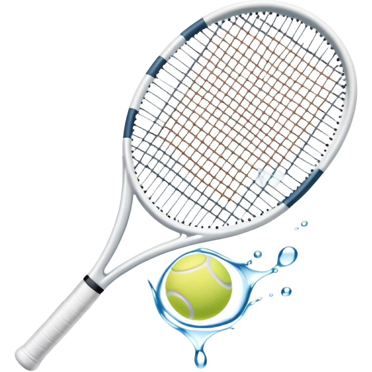 Pearl white tennis racket net, glowing with water ripple patterns emoji