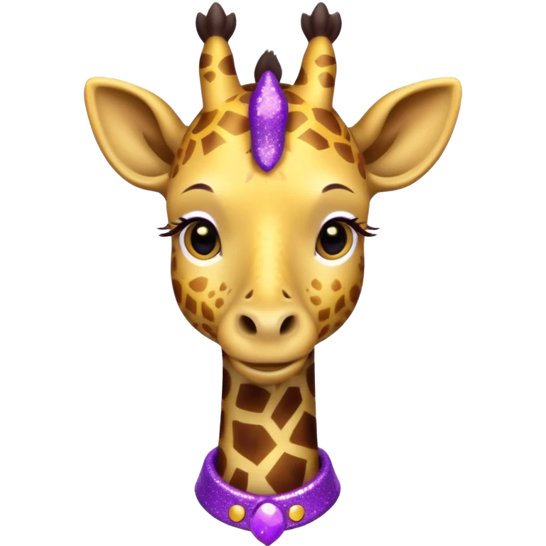 Girafa com colar roxo com glitter emoji