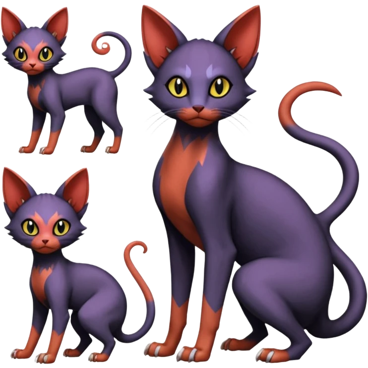 Noibat-Lykoi-Sphynx-Nargacuga-Litten-Torracat-fusion-Fakemon-Pokémon-creature  emoji