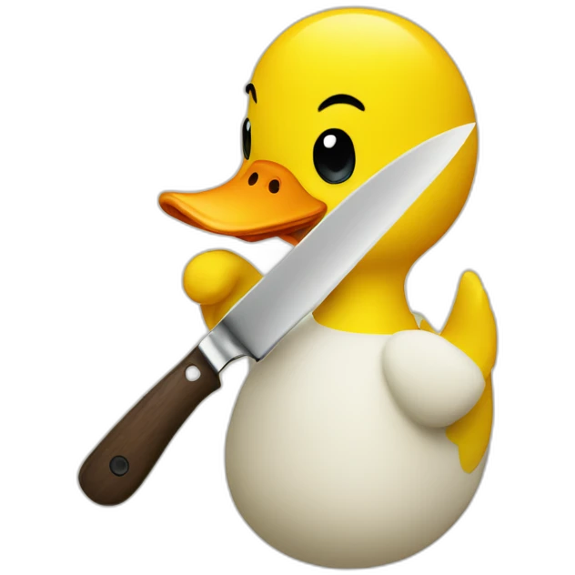 A yellow duck holding a knife emoji