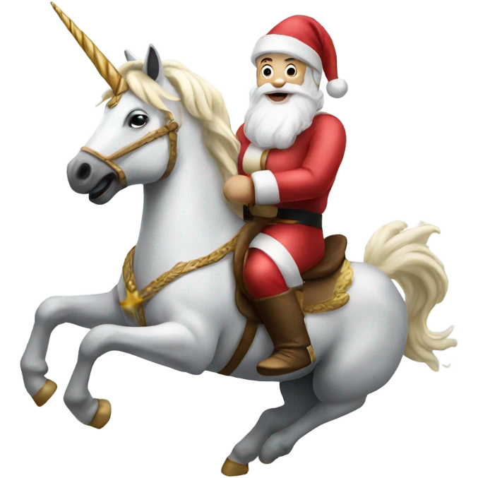Santa riding a unicorn emoji
