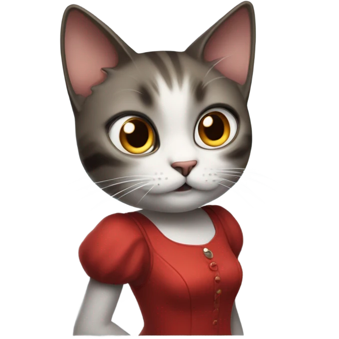 Ada from Resident Evil in the form of a cat in a red dress is an accidental emotion emoji