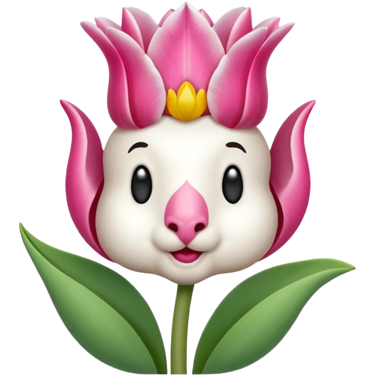 Un cordero lindo teniendo un tulipán rosa emoji