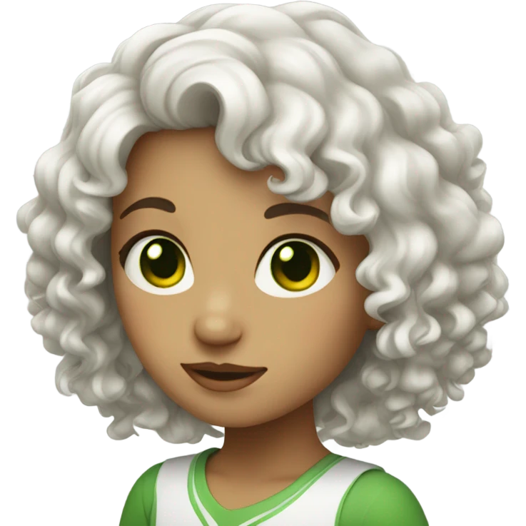 white, curly haired, green eyed girl  emoji