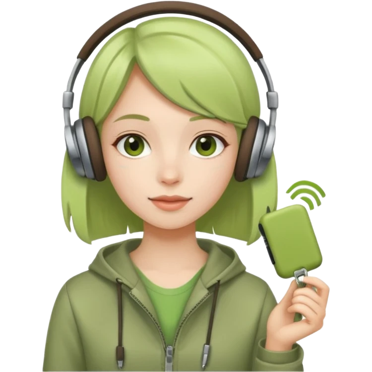 Girl with matcha headphones and a Car key  emoji