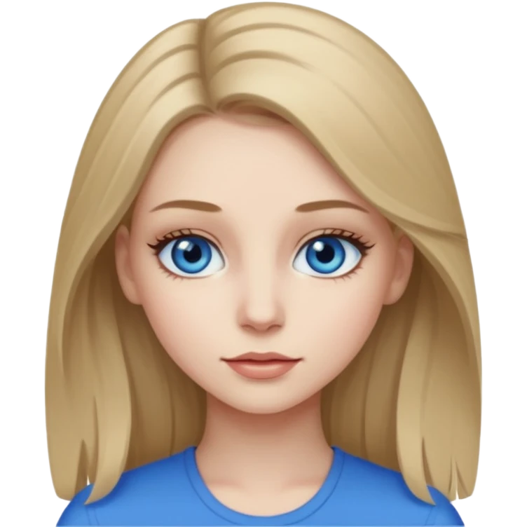 Girl with pale skin dark blonde hair and eye lashes emoji