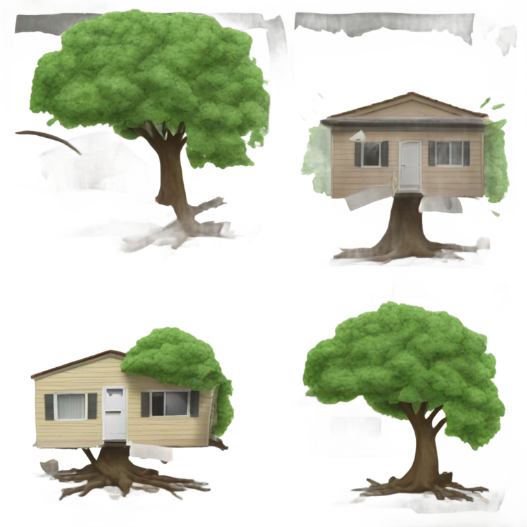 Tree falling on mobile home  emoji