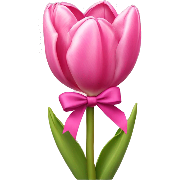 Pink tulips with a bow emoji