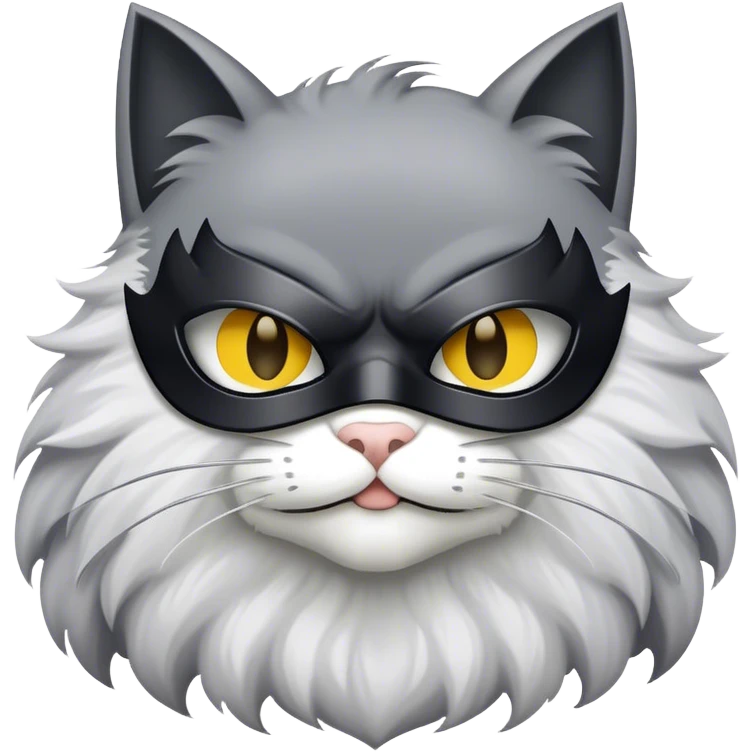 a kind cat wearing a batman mask emoji