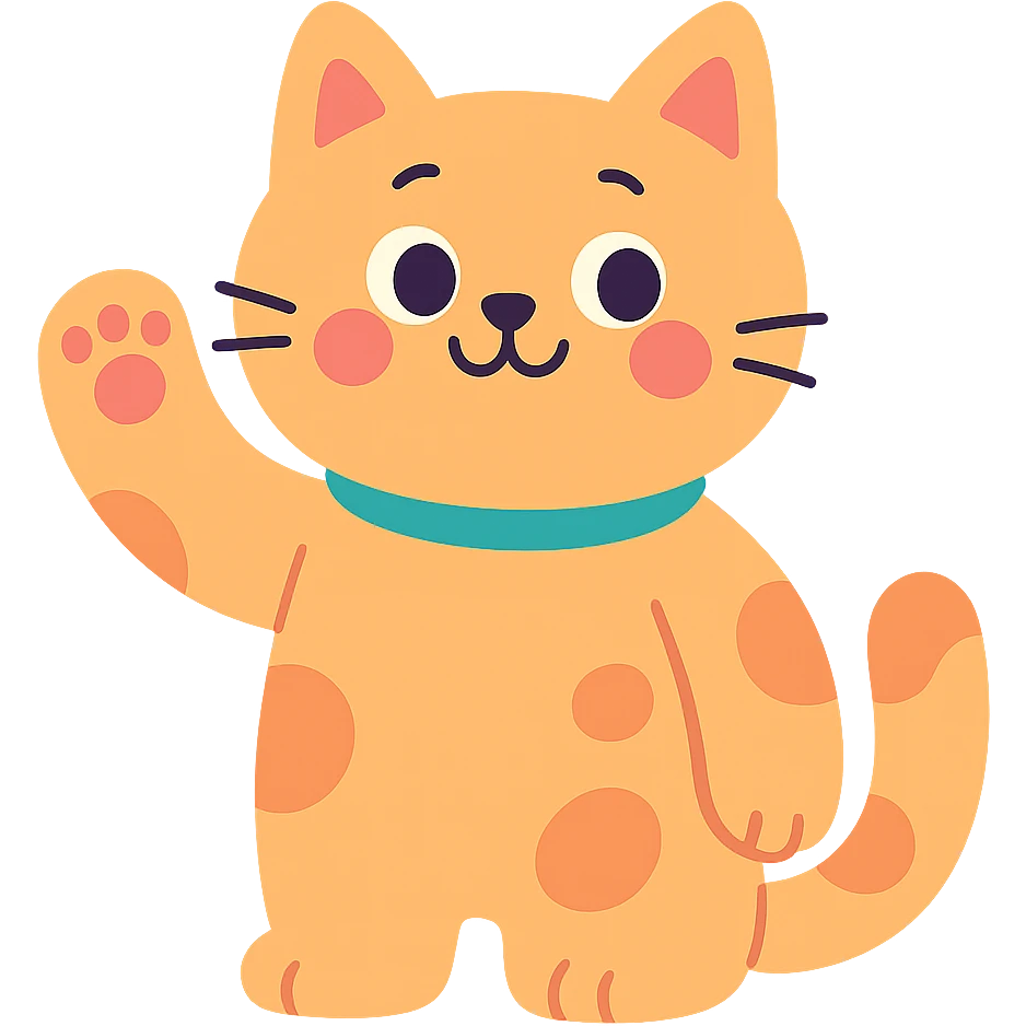 cute cat waving emoji
