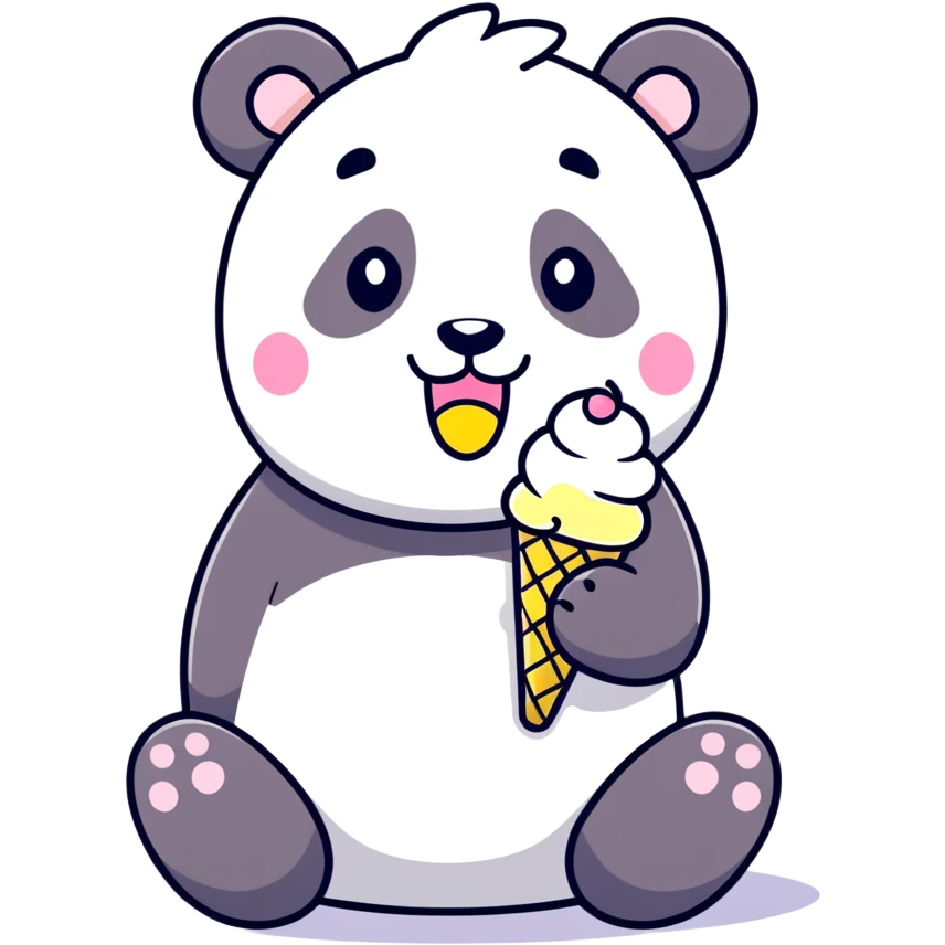 Panda eating ice cream emoji