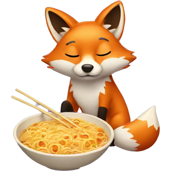 Fox thinking about ramen and sparkles  emoji