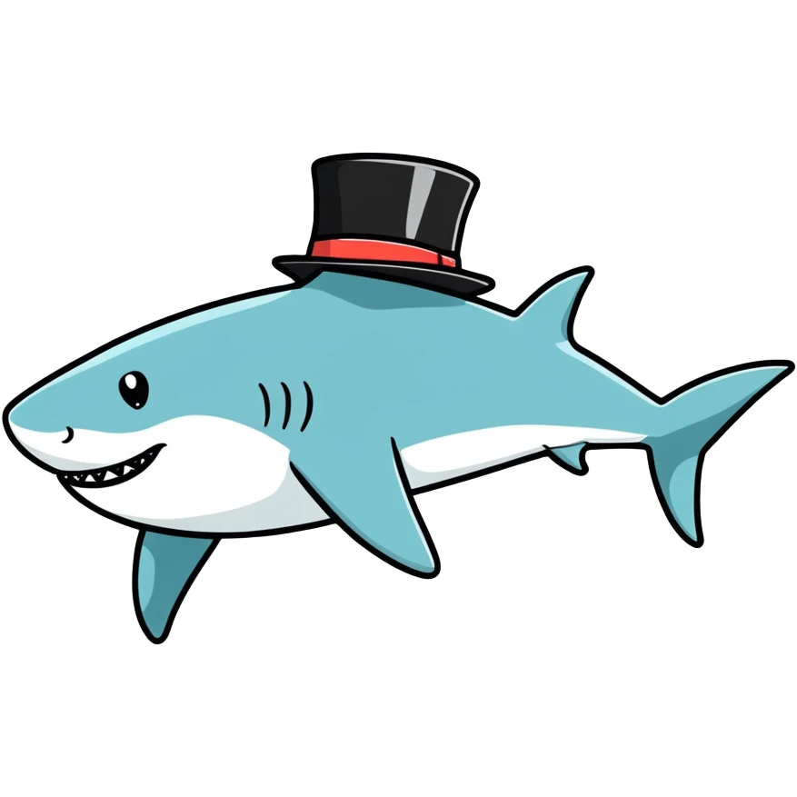 Shark with a top hat emoji