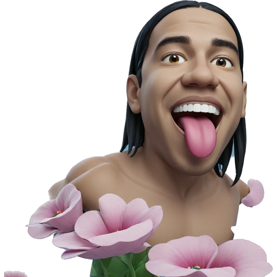 boy with flower tongue out emoji