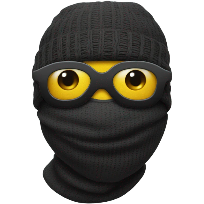 Emoji wearing a ski mask with eyes emoji