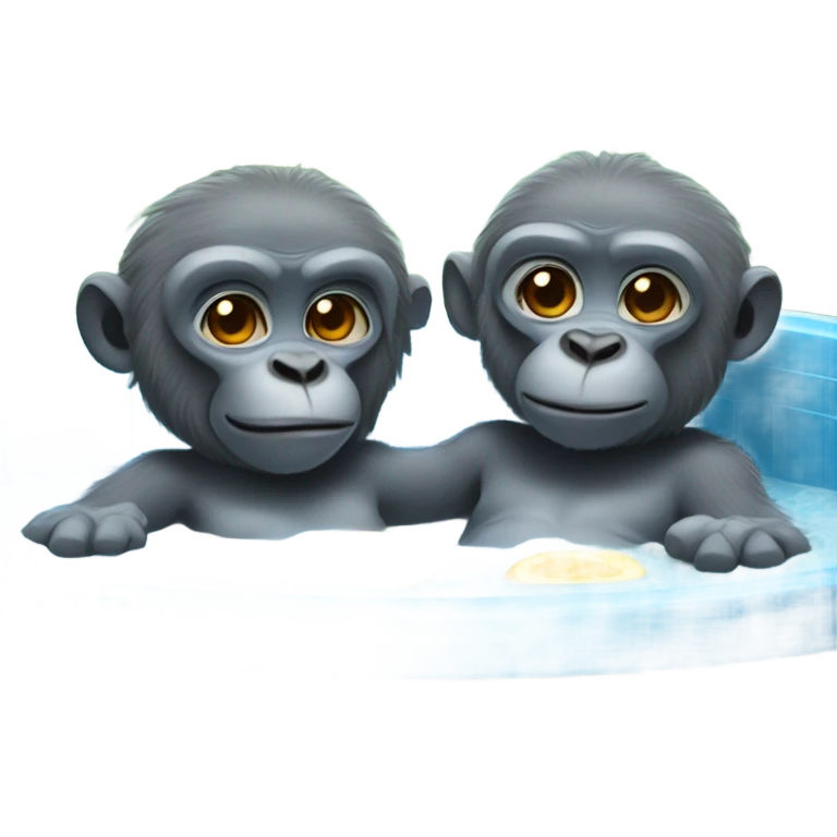Two blue gorilla babies in hot tub  emoji