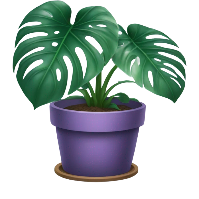 all violet monstera plant in pot emoji