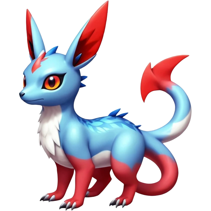  Cute Shiny Exotic Colorful Guilmon-Latias-Koraidon-Umbreon-Fakémon-hybrid-creature (full body)  emoji