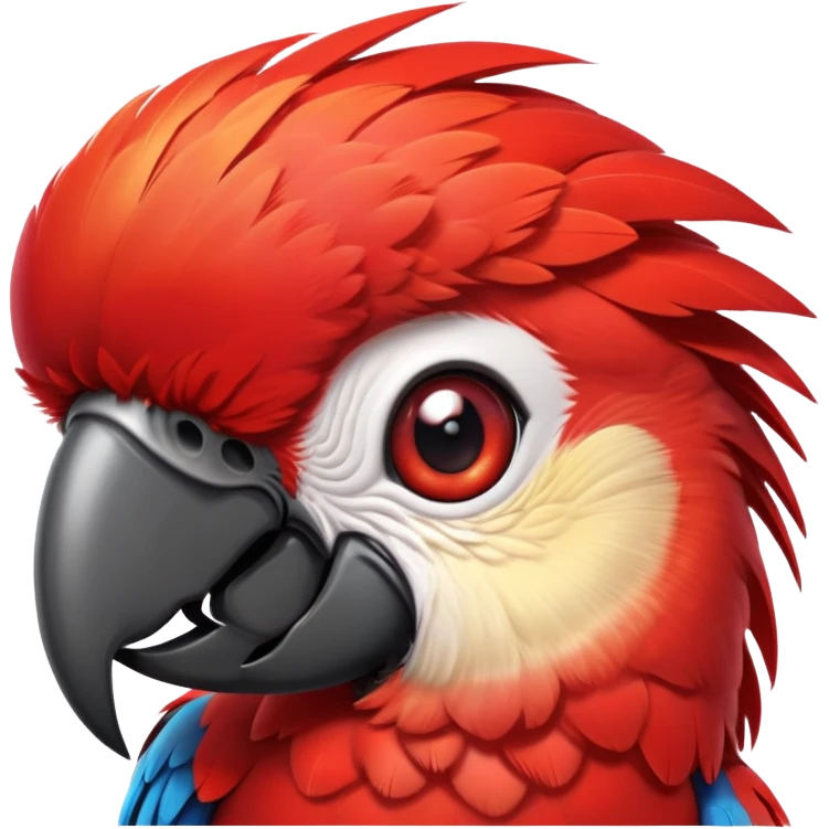 cinematic-cute-macaw-portrait-emoji,-head-tilted-playfully-and-inquisitively,-with-a-dazzling-red-plumage-and-round,-sparkling-eyes-filled-with-charm,-simplified-yet-irresistibly-adorable-features,-highly-detailed emoji