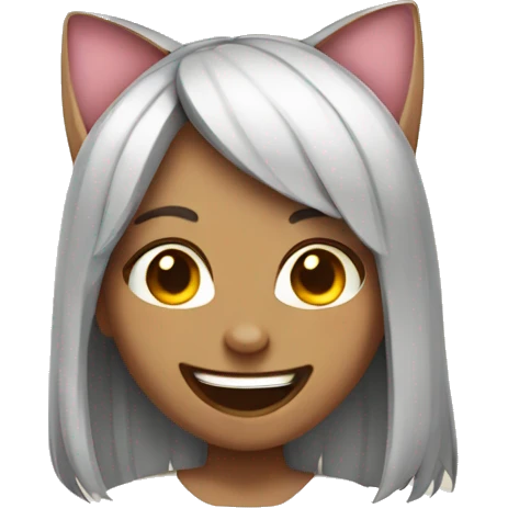 Laughing girl with cat ears emoji