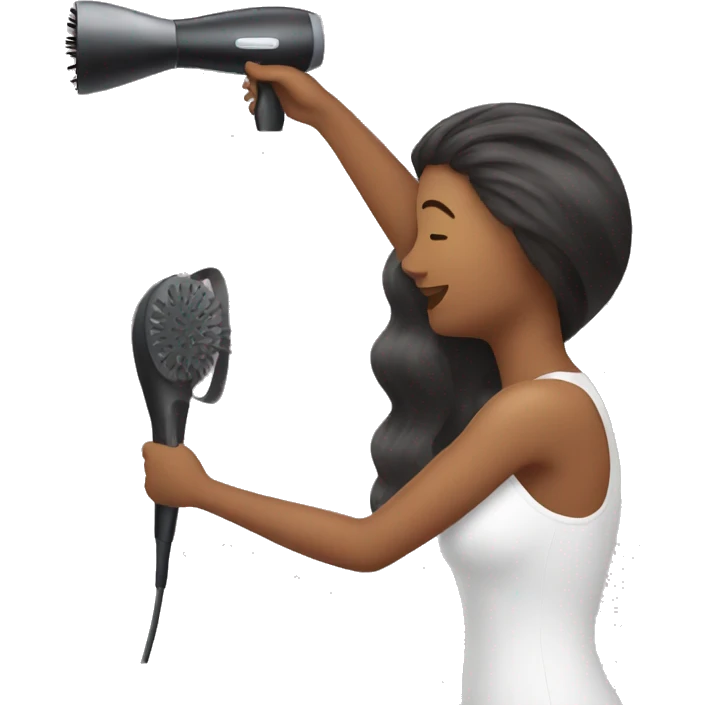 Woman blow drying her long hair emoji