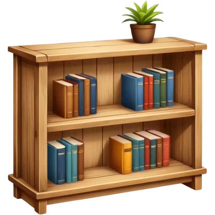 A small light wooden table bookshelf storage emoji