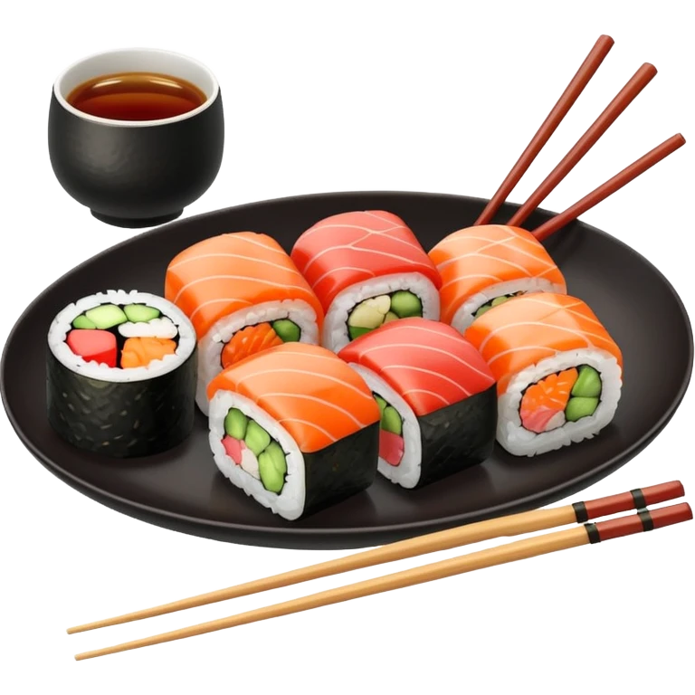 Sushi rolls rice outside restaurant plate emoji
