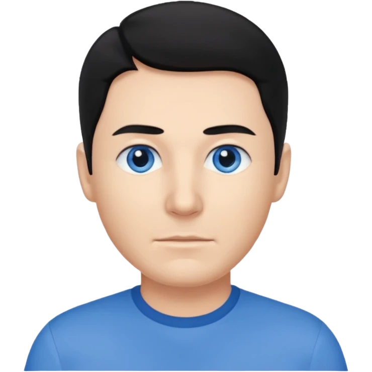 Anthony Field black hair, blue eyes, blue shirt emoji