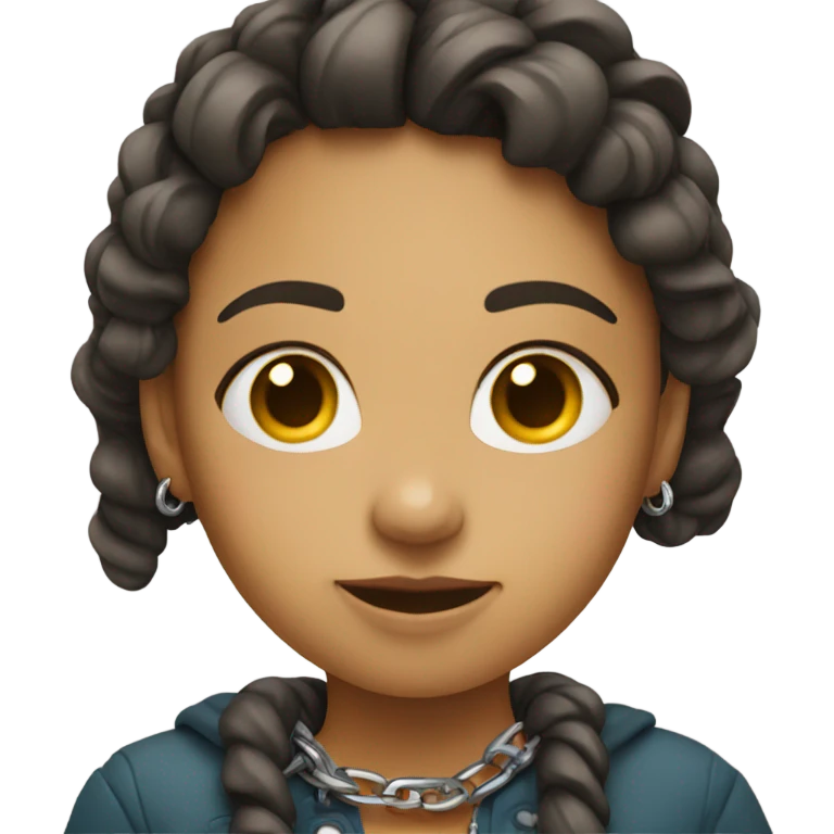 A girl wearing a chain emoji