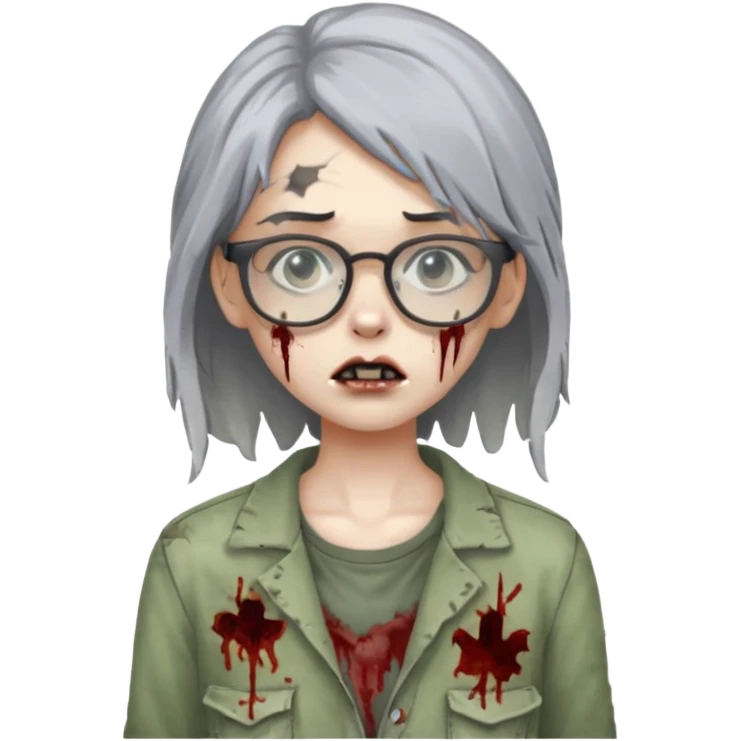 zombie with glasses gray girl emoji