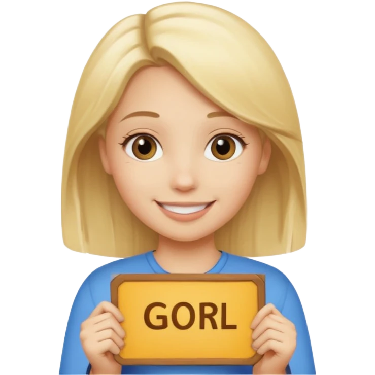 A girl holding a sign saying good girl emoji