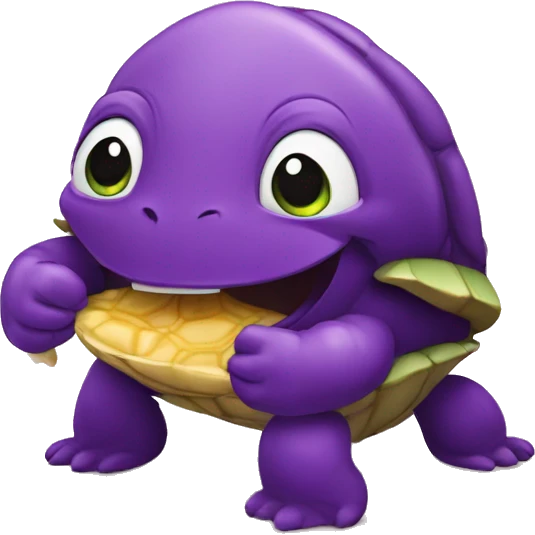 Tortue qui manges une aubergine  emoji
