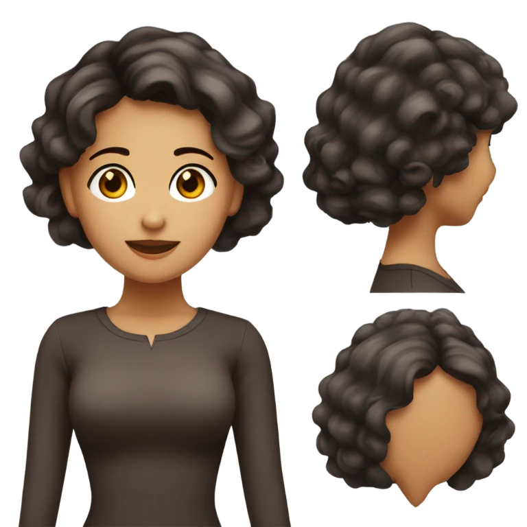 Una persona morenita con cabello liso corto y ojos café  emoji