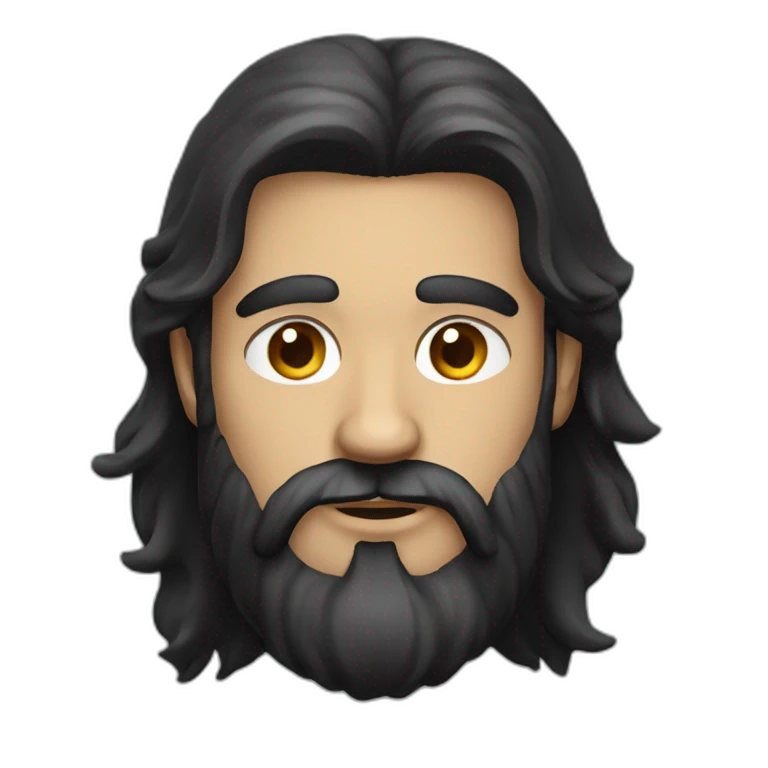 man with a beard and dark long hair emoji