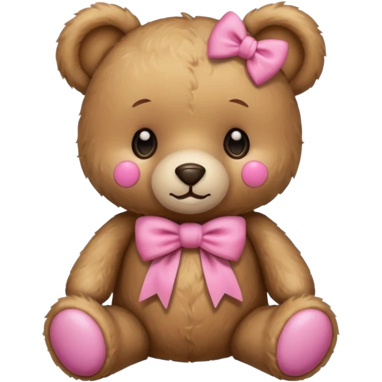 Cute teddy bear with a pink bow. emoji