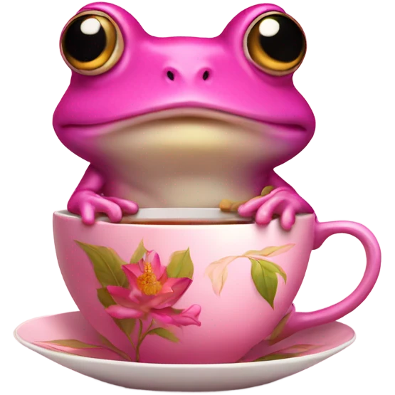 Pink frog sipping on tea emoji