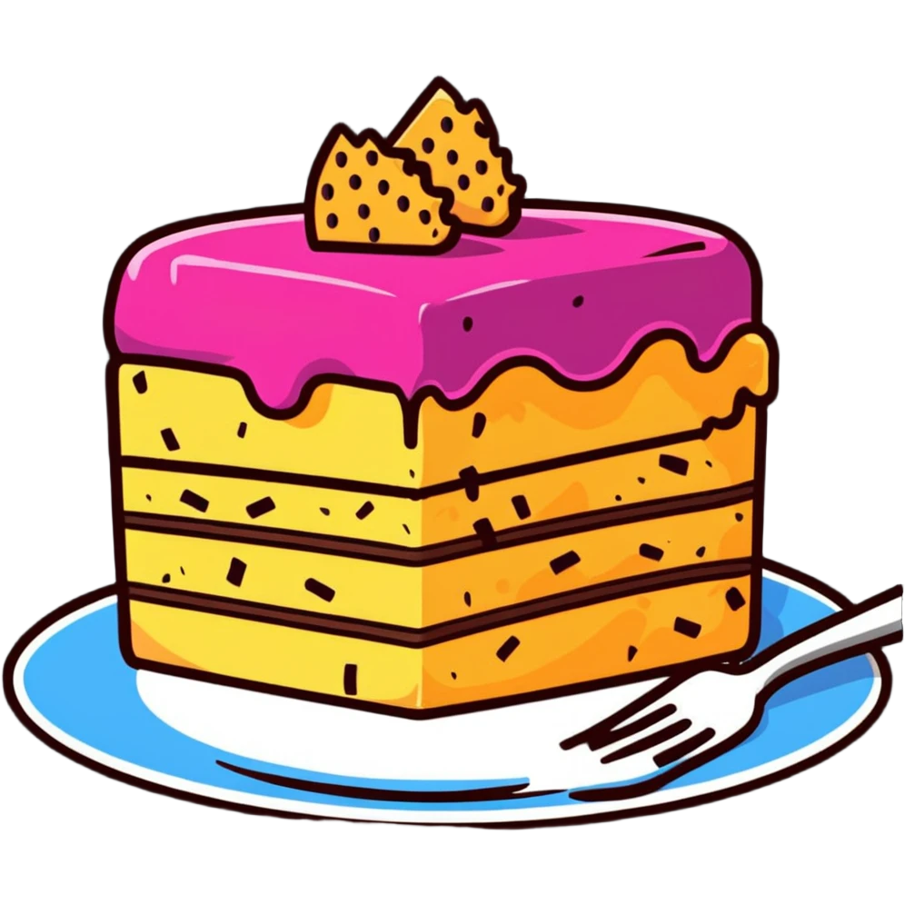 half-eaten cake with crumbs around it and a fork nearby emoji