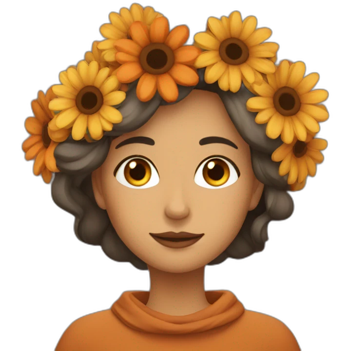 Mujer con flores de otoño emoji