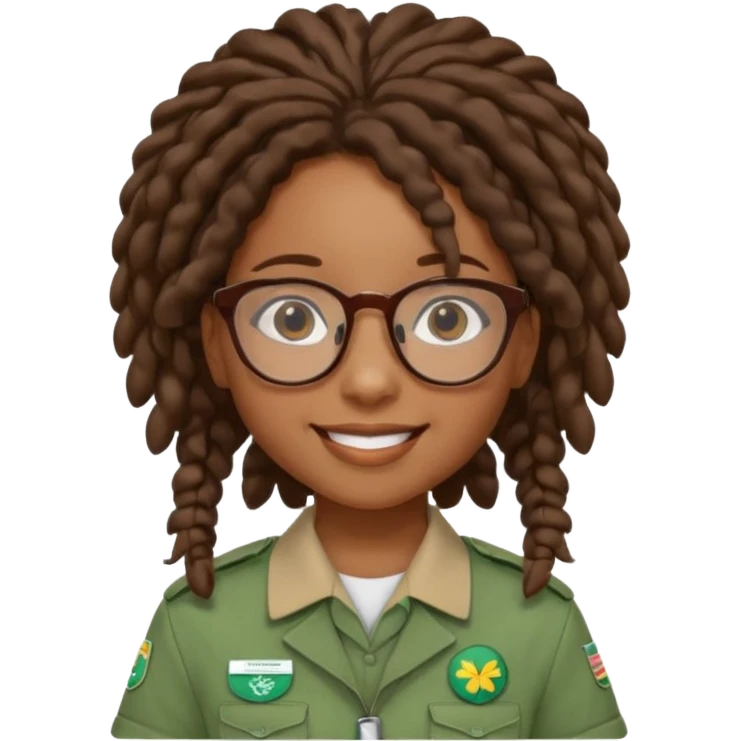 African American Girl Scout with glasses and locs emoji