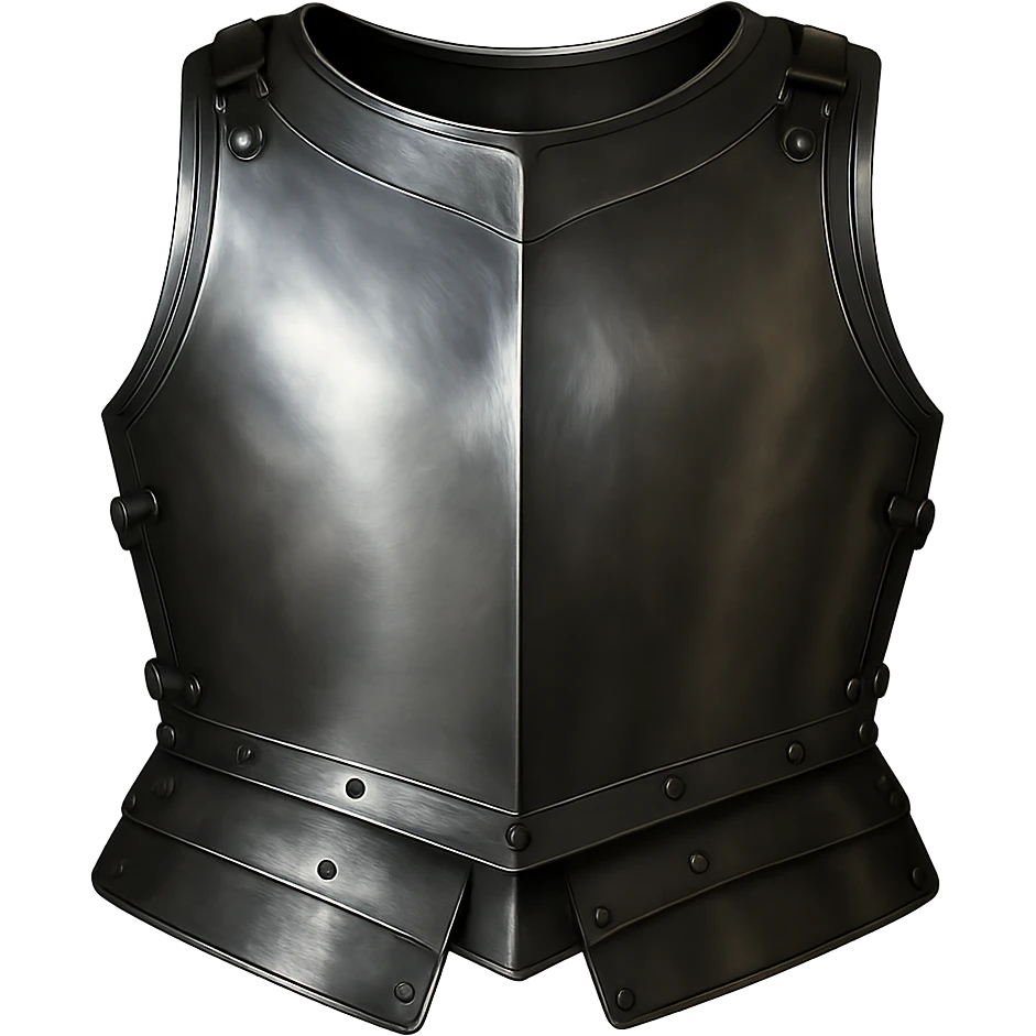 Remove the background and keep only the steel chestplate armour with a transparent background, suitable for Discord emoji use. emoji