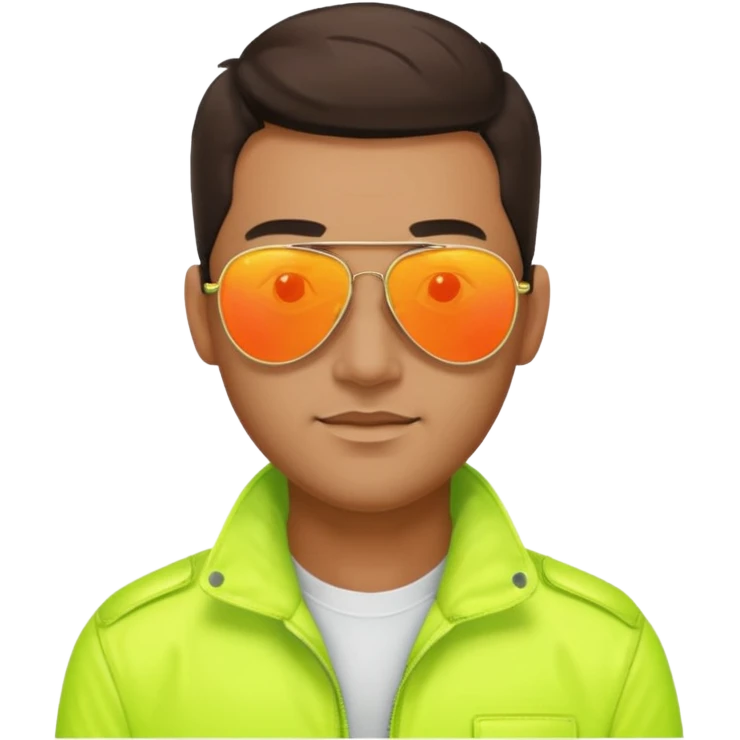 man wearing reflective neon aviator sunglasses emoji