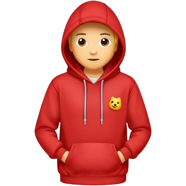 Red hoodie with drawstring and front pocket emoji