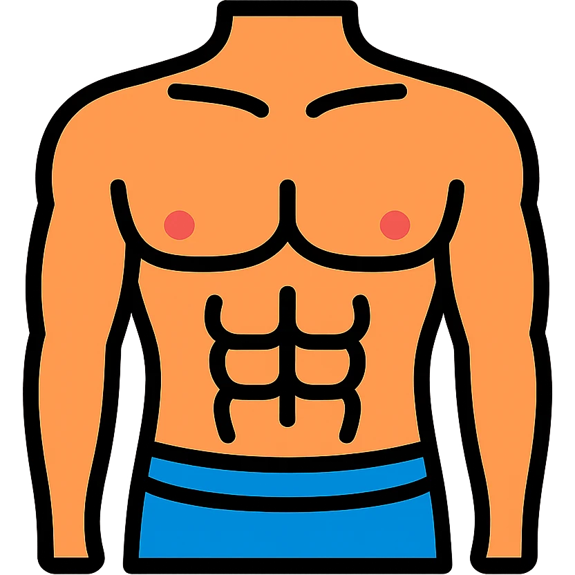 male torso point of view, lineal color icon with black outlines emoji