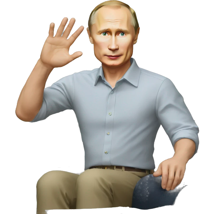 Putin raised his right hand to the sun emoji
