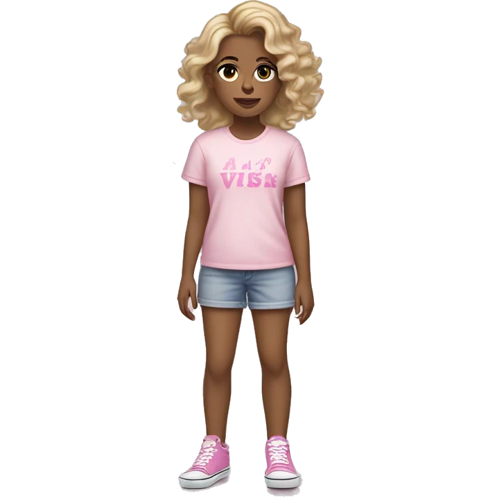 a 21st century princess with dirty blonde hair wearing pink vans hi-top sneakers emoji