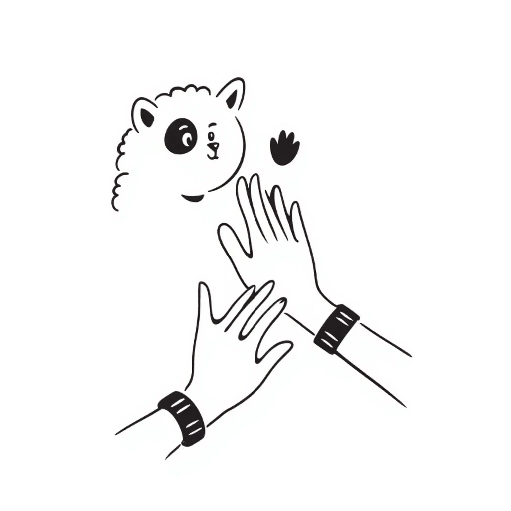 cat paw gently touching human hand, sweet connection moment emoji