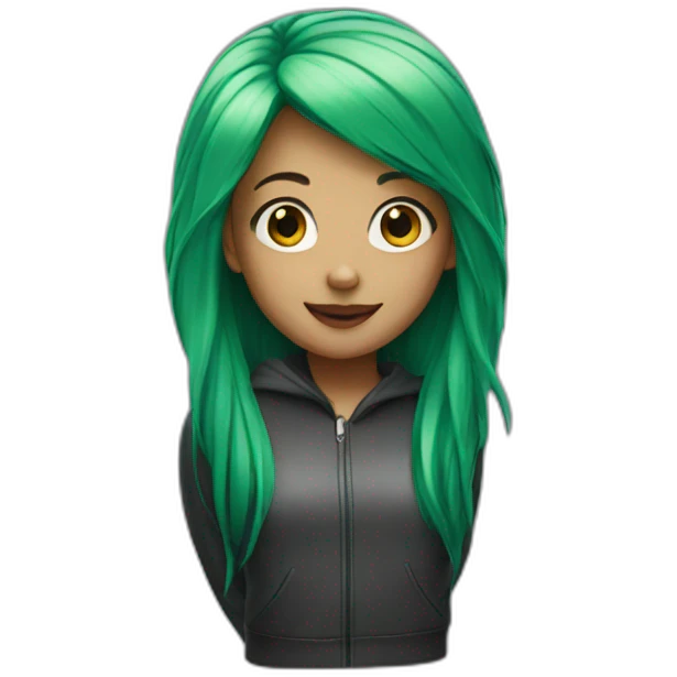 Girl with green hair emoji