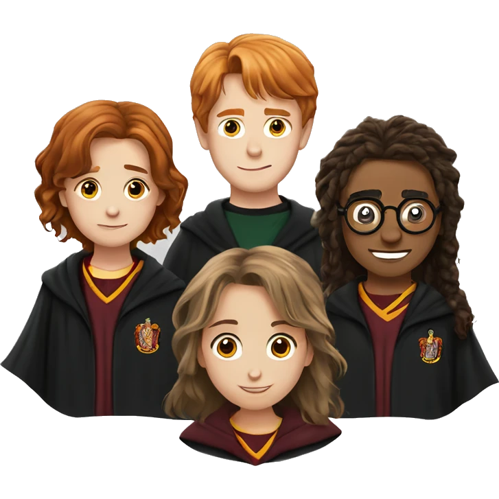 Harry Potter with Hermione Granger and Ron Weasley emoji